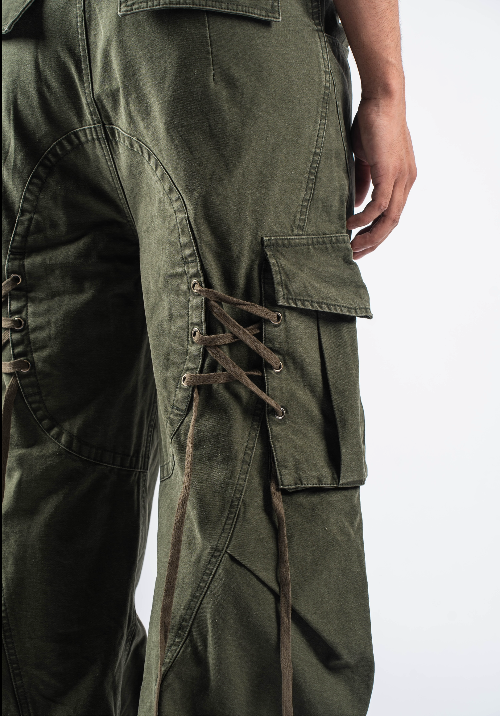 Lace-Back Cargos Khaki