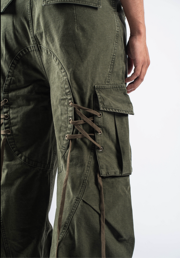 Lace-Back Cargos Khaki