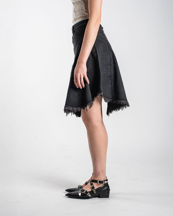 Raw Edge Denim Skirt