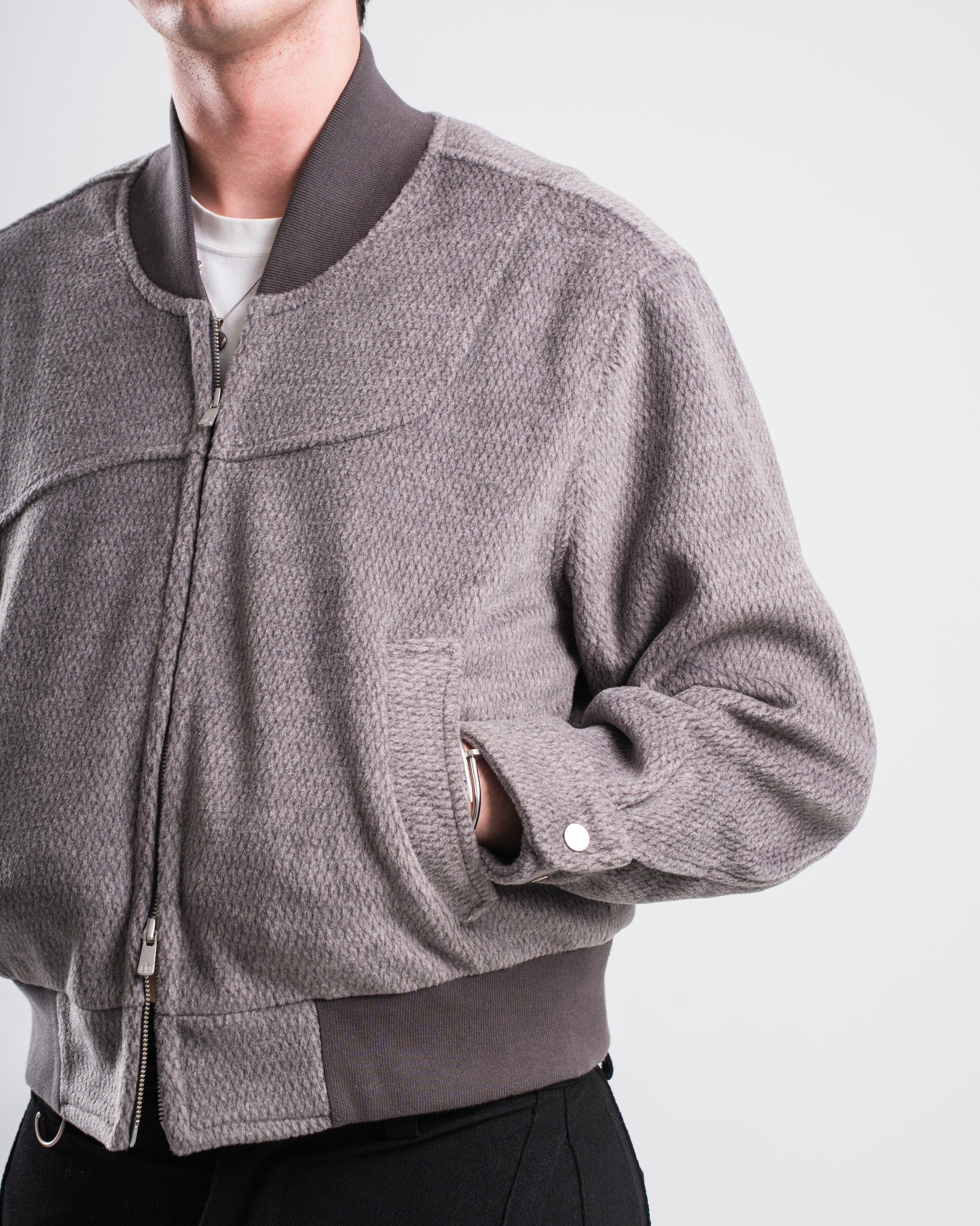 Netted Wool Bomber