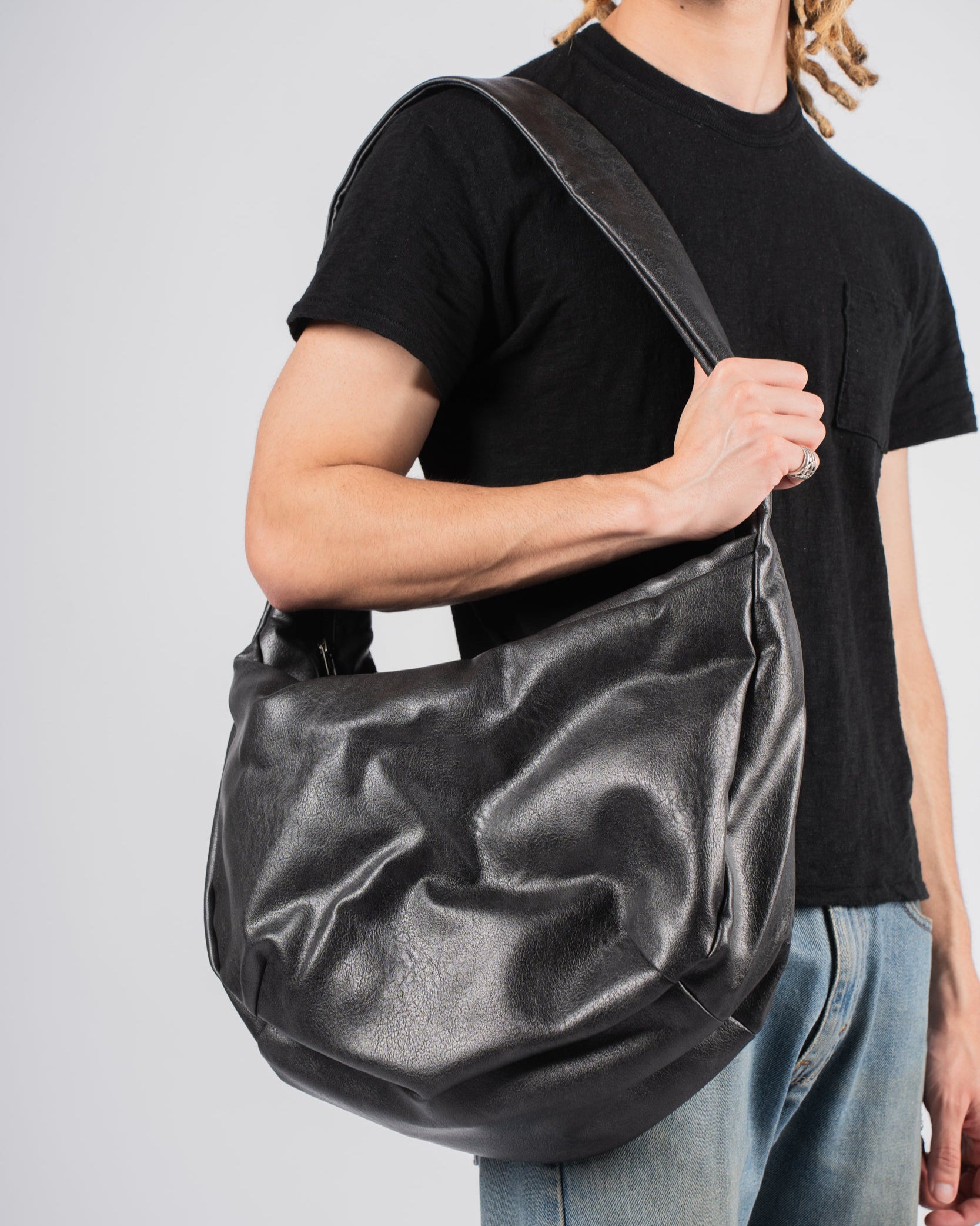 Leather Sling Bag Black