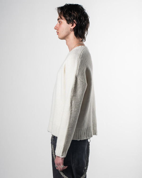 Distressed Knit Sweater Cream