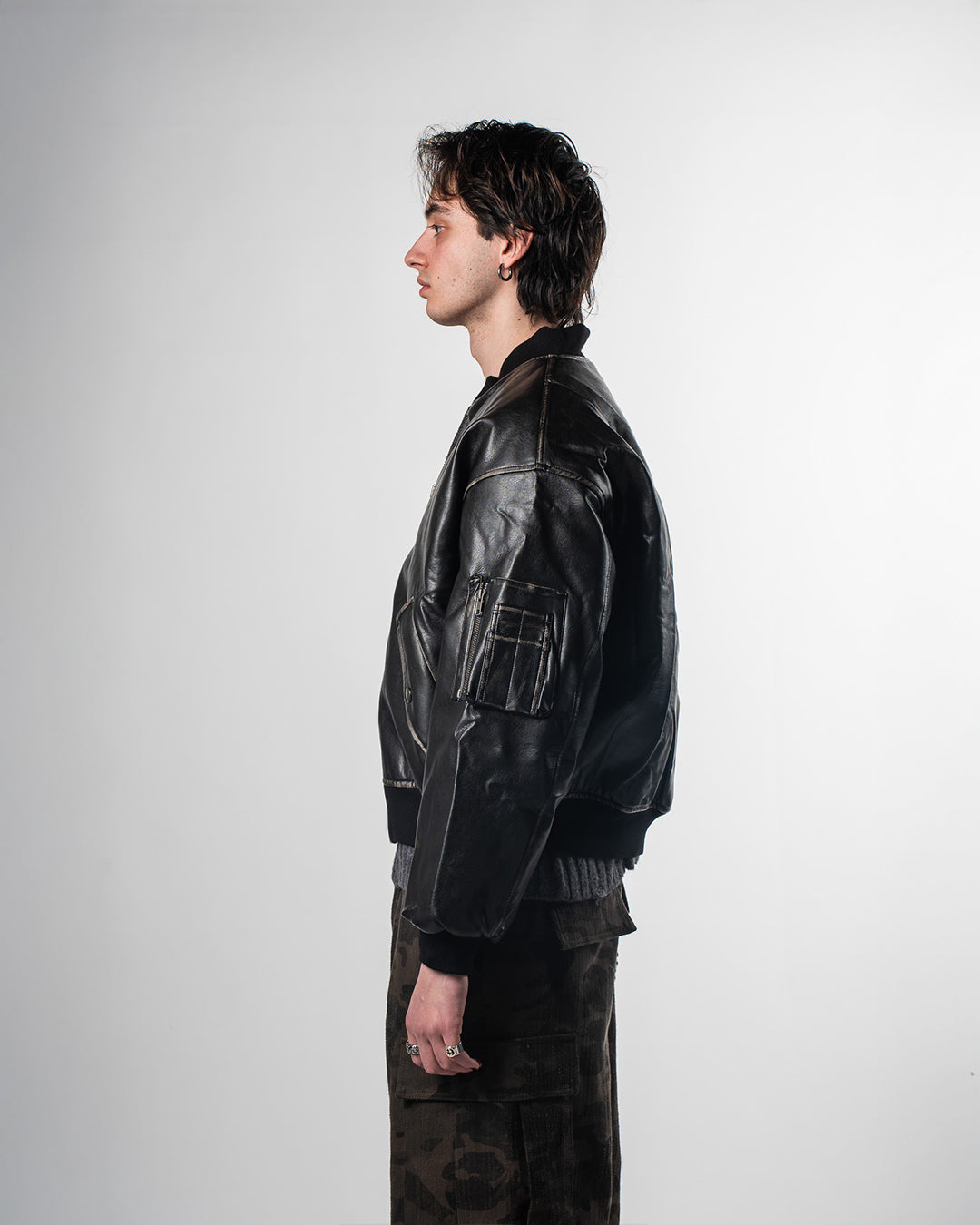 Faded Leather Bomber