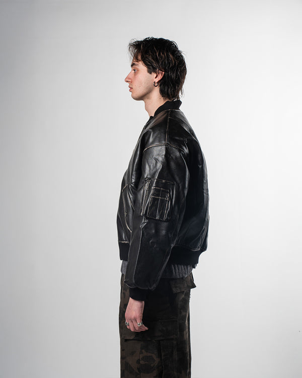 Faded Leather Bomber