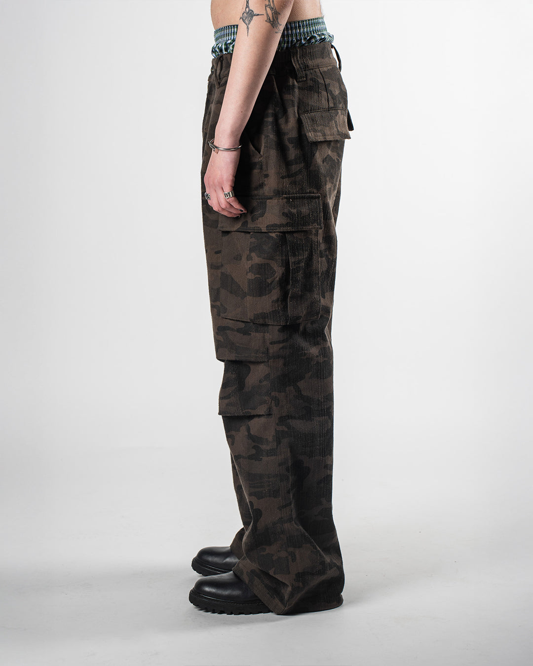 Distressed Camo Parachute Pants