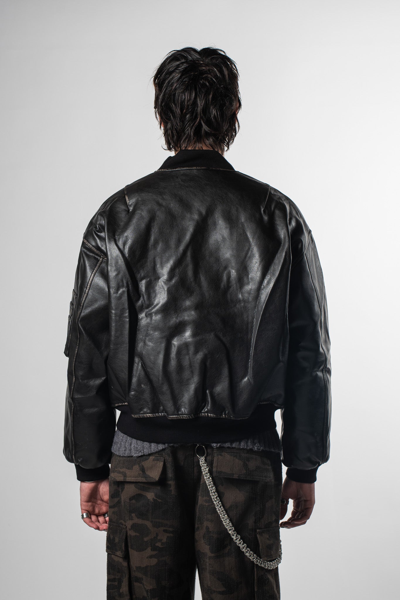 Faded Leather Bomber