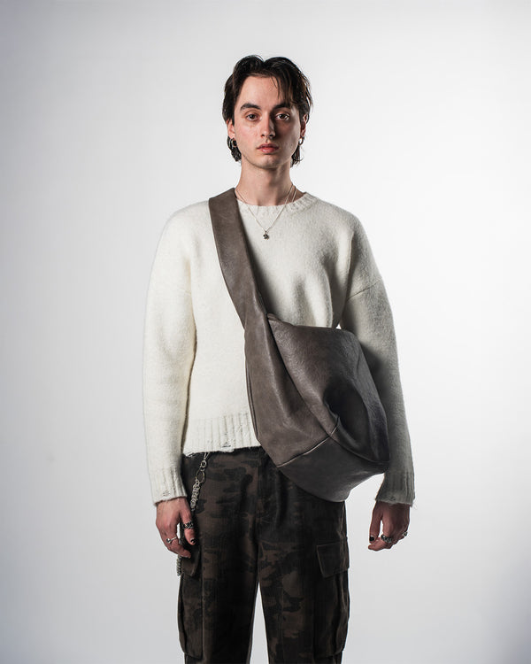 Mottled Leather Sling Bag Brown